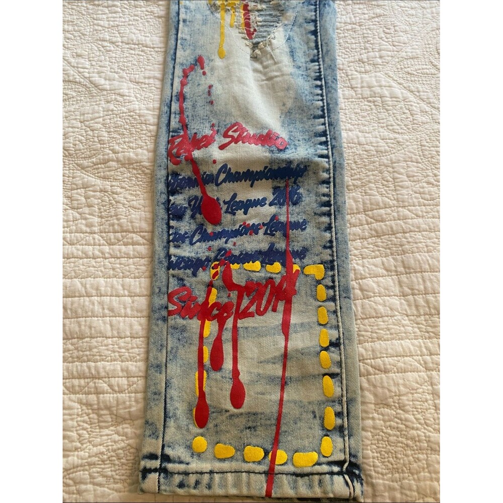 Rue21 Paint-Splatter COOL GRAFFITI Graphic Acid Wash SKINNY Jeans NWT Size 28x30 - Picture 6 of 13